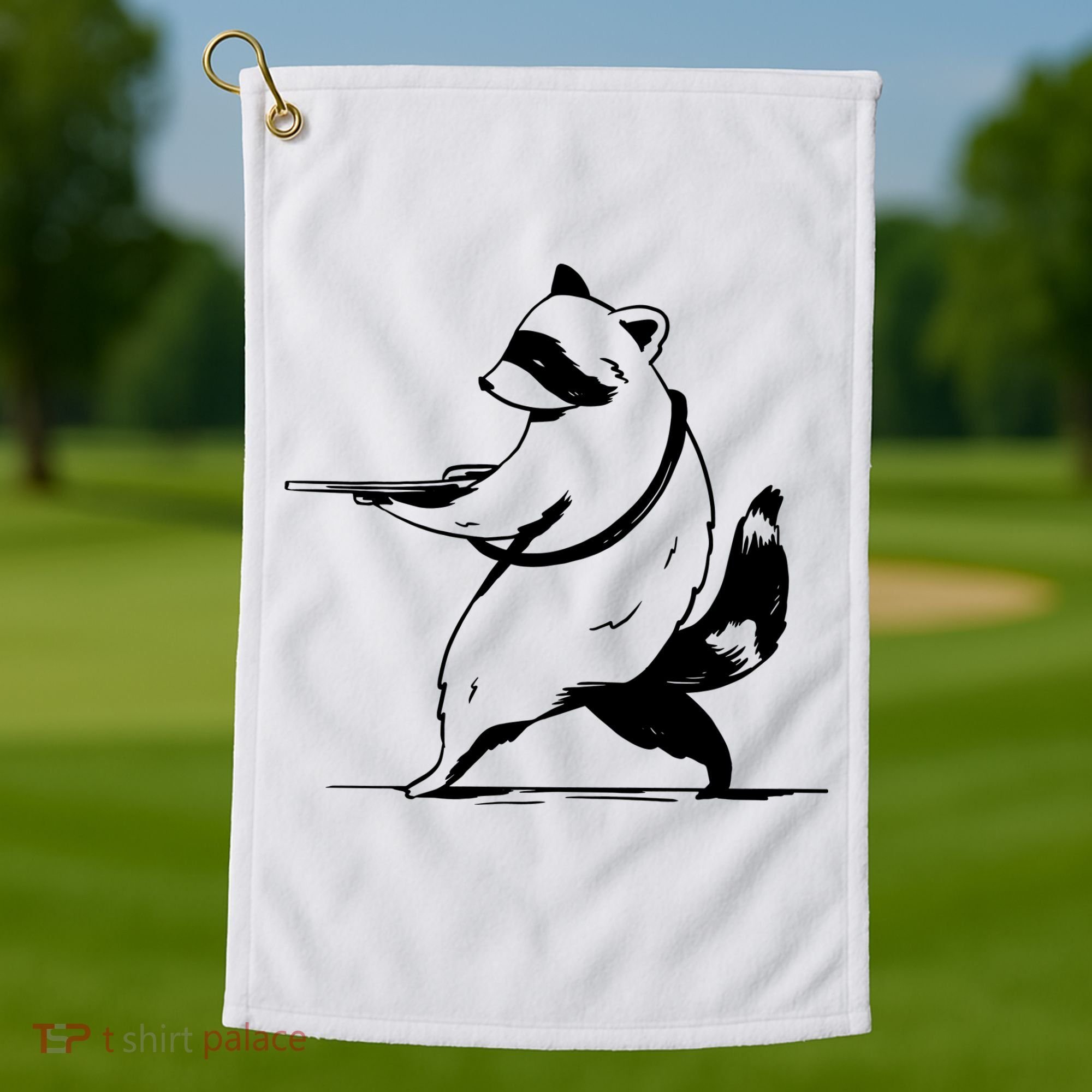 Raccoon Gun Golf Towel