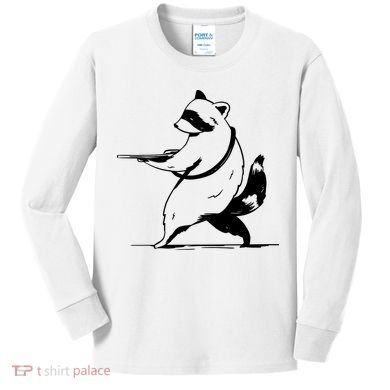 Raccoon Gun Kids Long Sleeve Shirt
