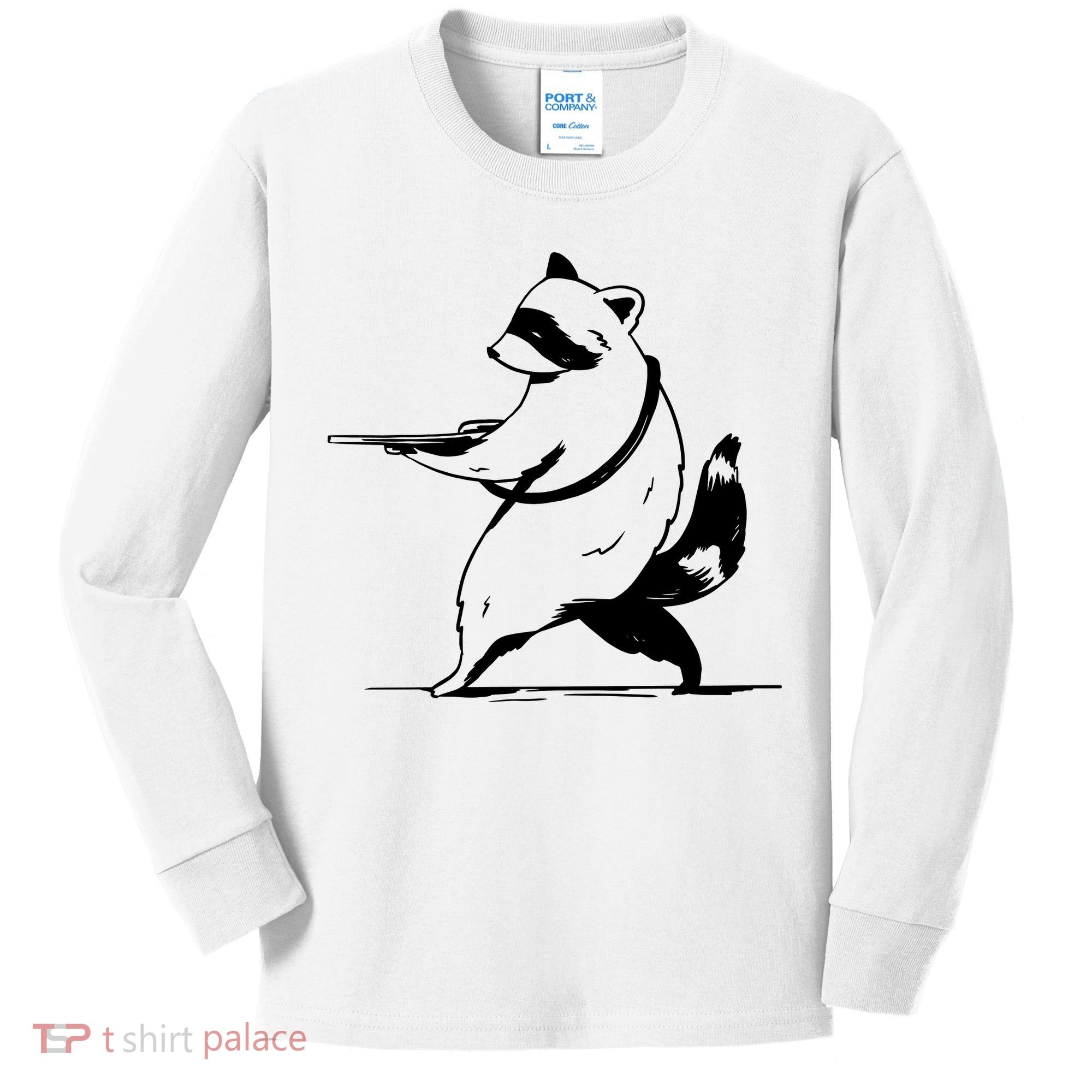 Raccoon Gun Kids Long Sleeve Shirt
