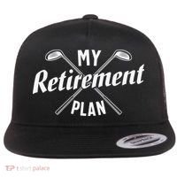 Retired Golfing Retirement Plan Flat Bill Trucker Hat thumb 0