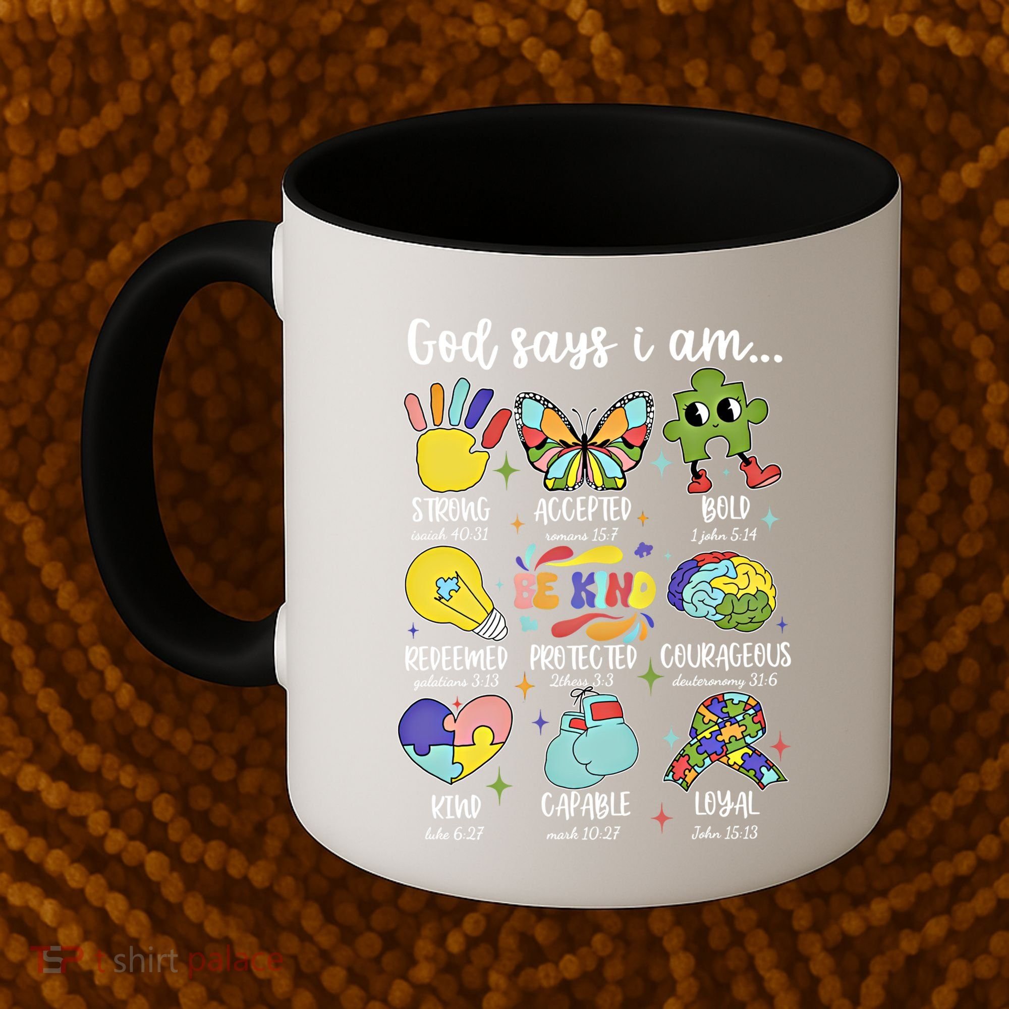 Retro God Says I Am Autism Be Kind Puzzle Autism Awareness Gift Coffee Mug