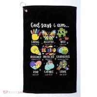 Retro God Says I Am Autism Be Kind Puzzle Autism Awareness Gift Golf Towel thumb 0