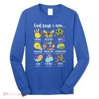 Retro God Says I Am Autism Be Kind Puzzle Autism Awareness Gift Long Sleeve Shirt thumb 0
