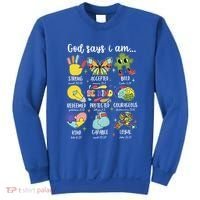 Retro God Says I Am Autism Be Kind Puzzle Autism Awareness Gift Sweatshirt thumb 0