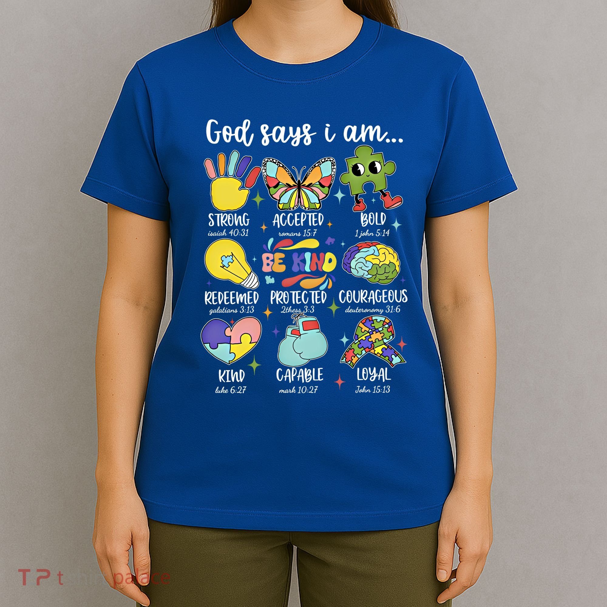 Retro God Says I Am Autism Be Kind Puzzle Autism Awareness Gift T-Shirt