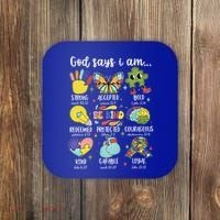 Retro God Says I Am Autism Be Kind Puzzle Autism Awareness Gift Coaster thumb 0