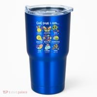 Retro God Says I Am Autism Be Kind Puzzle Autism Awareness Gift Tumbler thumb 0