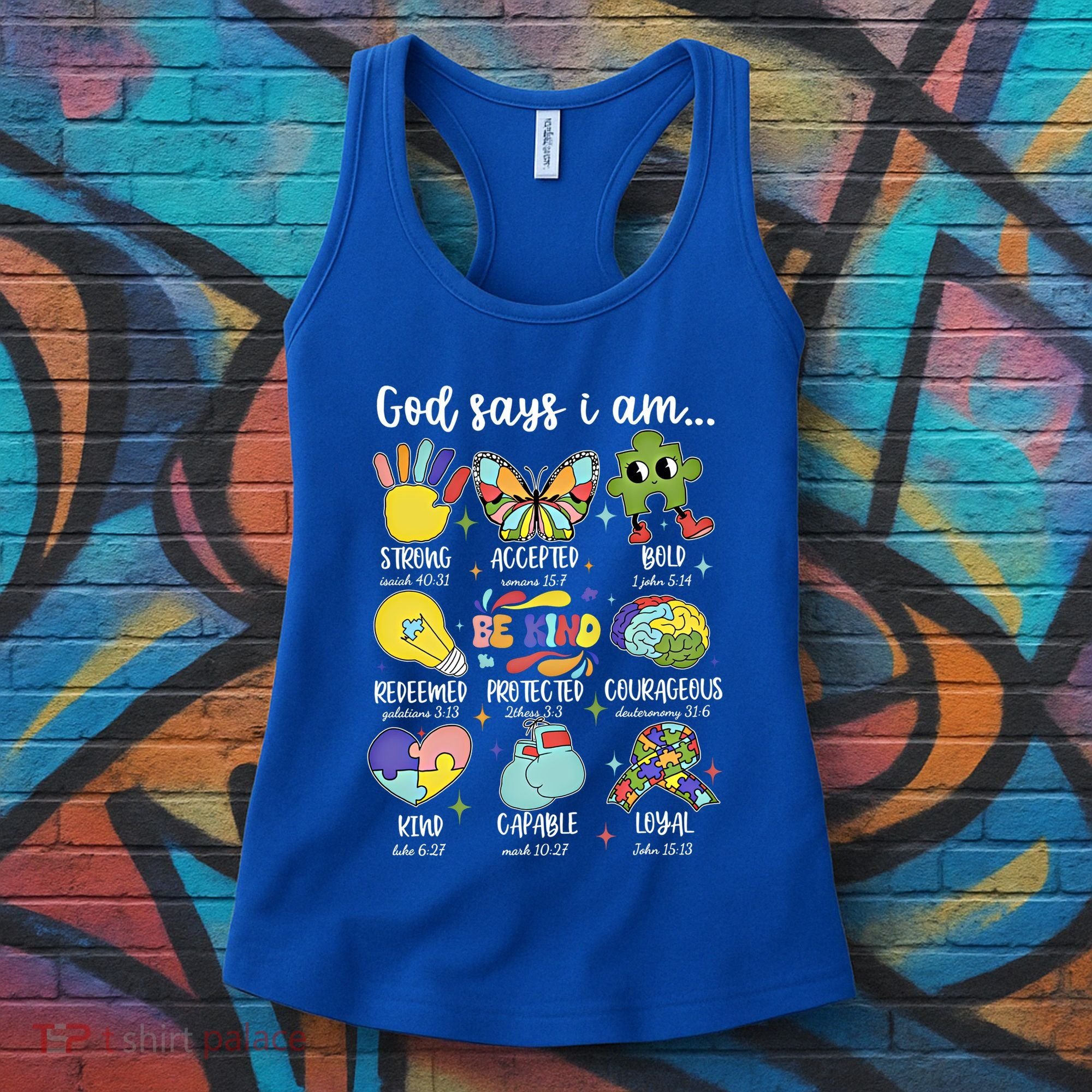 Retro God Says I Am Autism Be Kind Puzzle Autism Awareness Gift Women's Tank Top