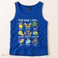 Retro God Says I Am Autism Be Kind Puzzle Autism Awareness Gift Tank Top thumb 2
