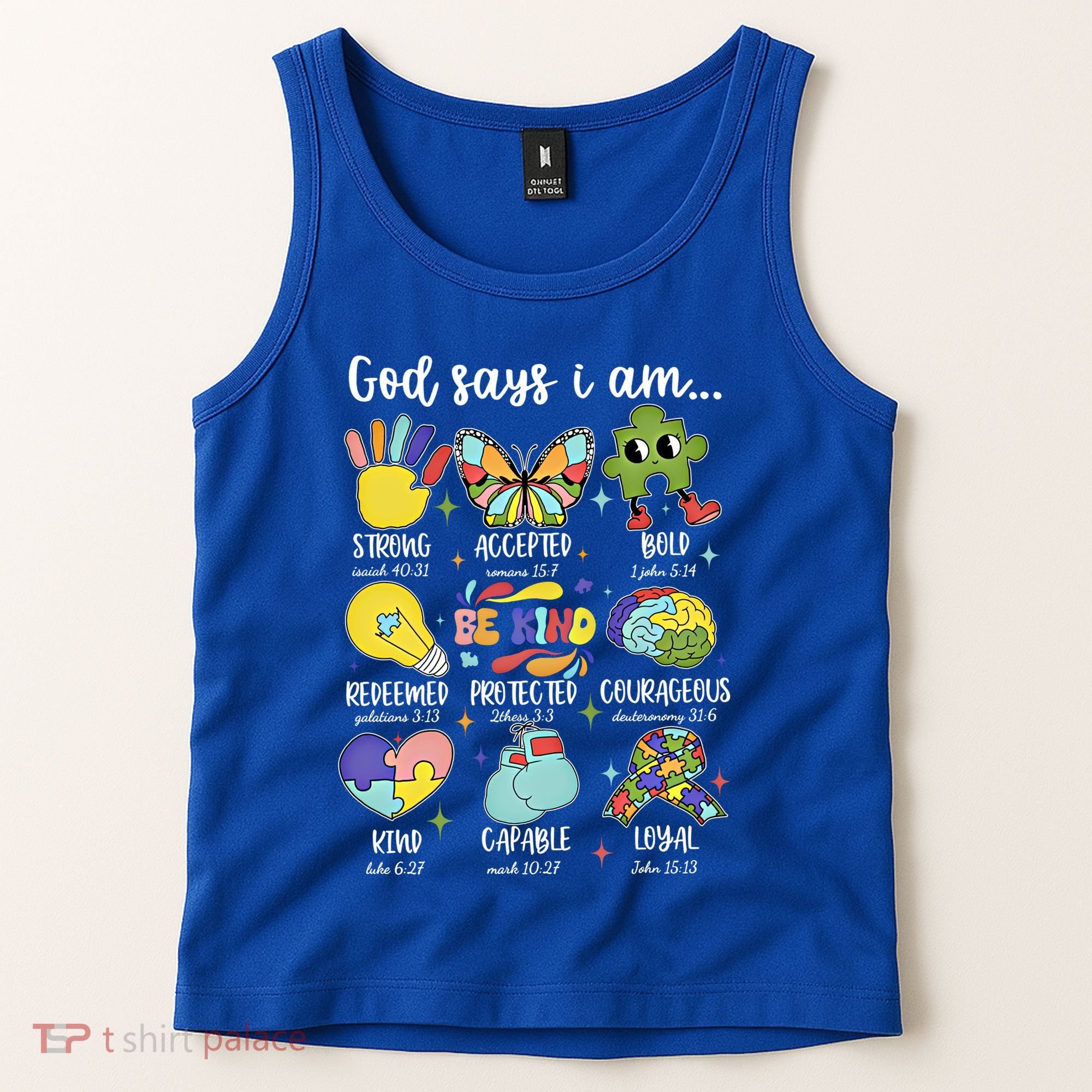 Retro God Says I Am Autism Be Kind Puzzle Autism Awareness Gift Tank Top