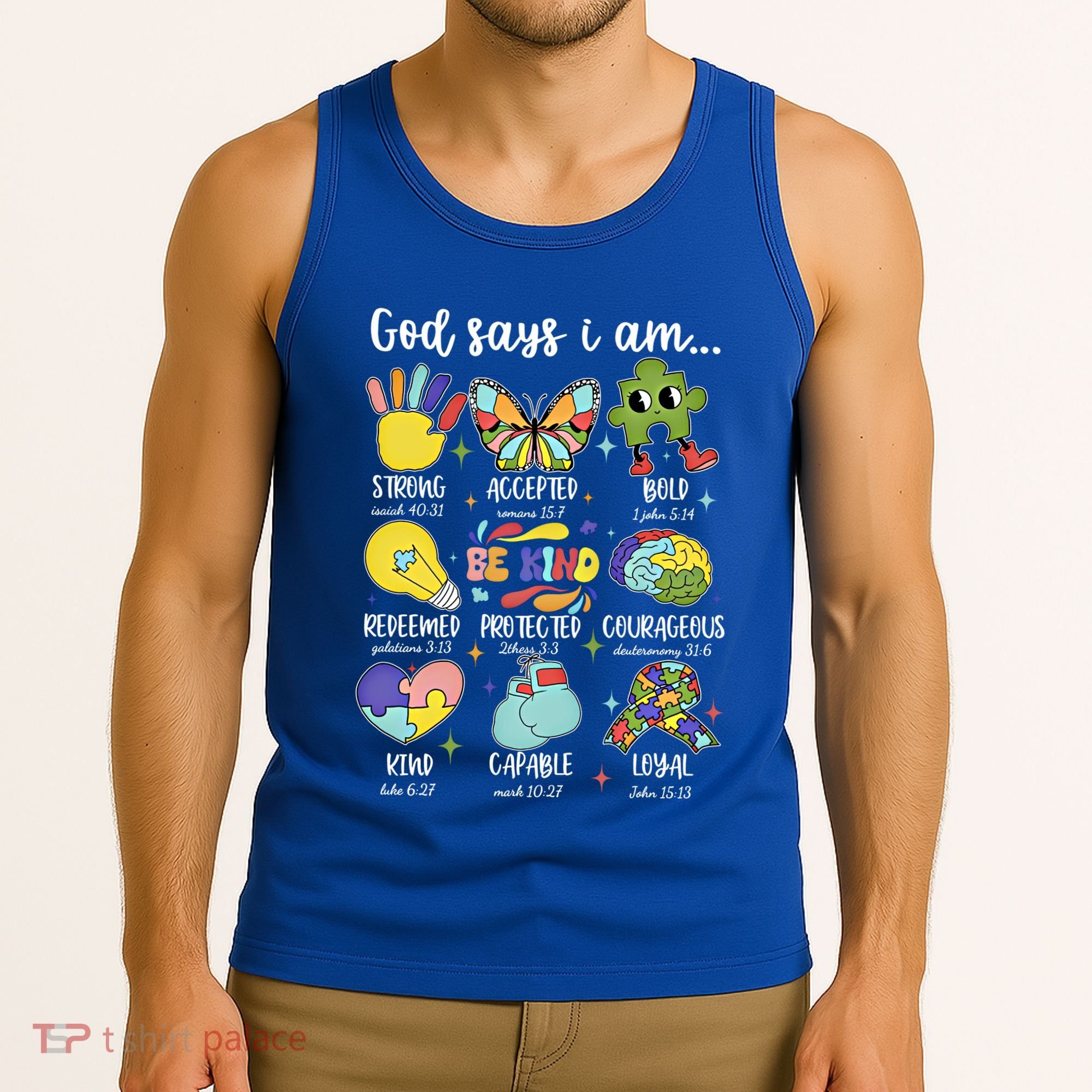 Retro God Says I Am Autism Be Kind Puzzle Autism Awareness Gift Tank Top