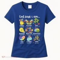 Retro God Says I Am Autism Be Kind Puzzle Autism Awareness Gift Women's T-Shirt thumb 0