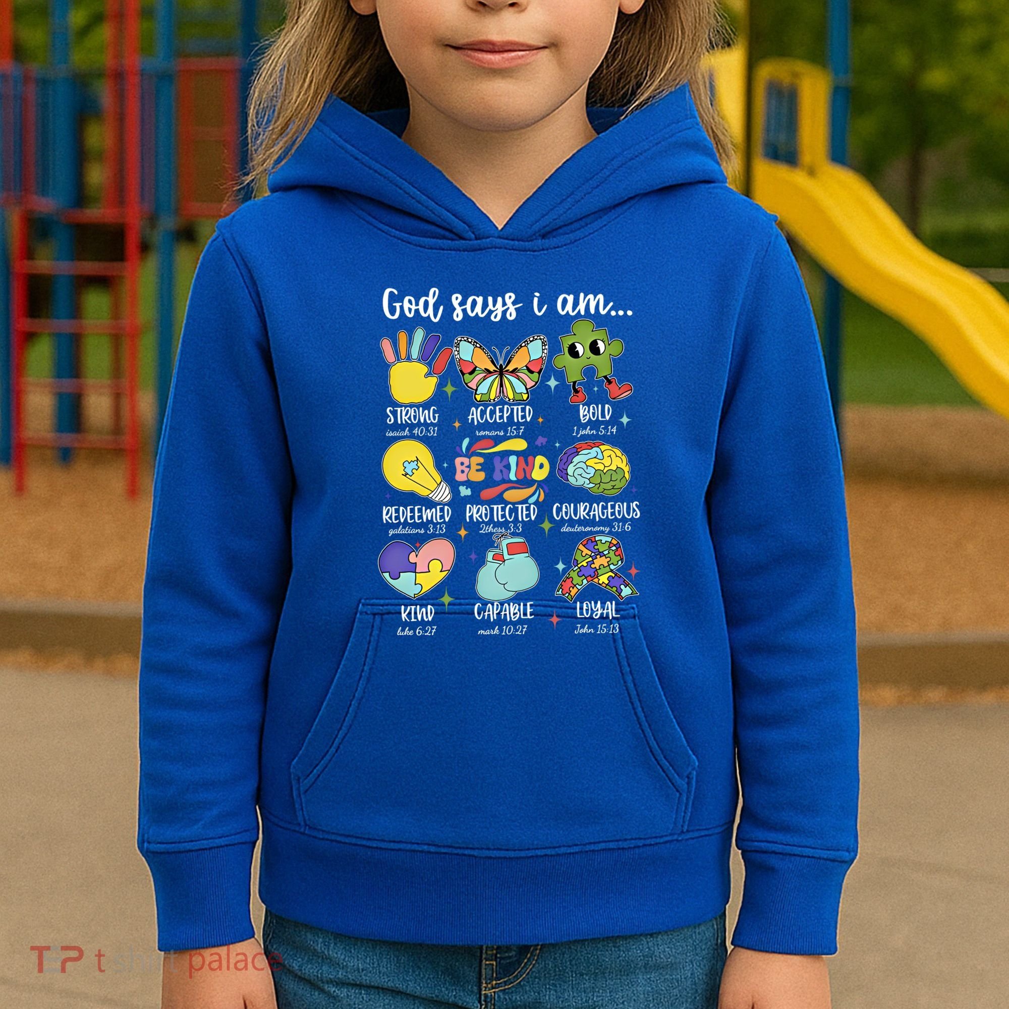Retro God Says I Am Autism Be Kind Puzzle Autism Awareness Gift Kids Hoodie