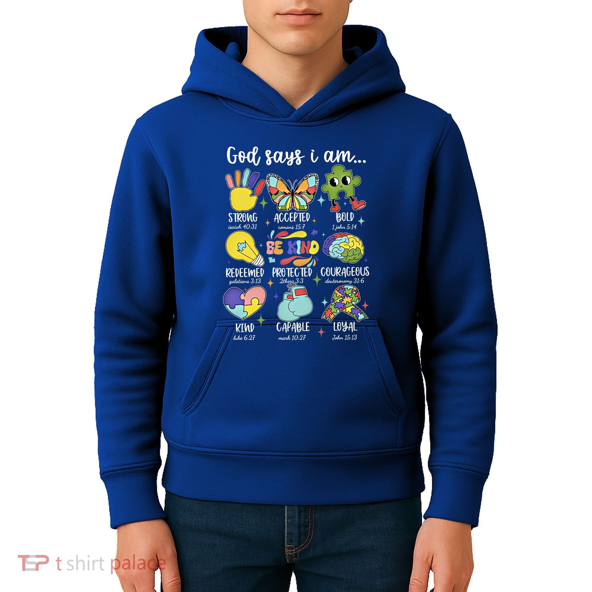 Retro God Says I Am Autism Be Kind Puzzle Autism Awareness Gift Kids Hoodie