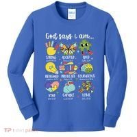 Retro God Says I Am Autism Be Kind Puzzle Autism Awareness Gift Kids Long Sleeve Shirt thumb 0