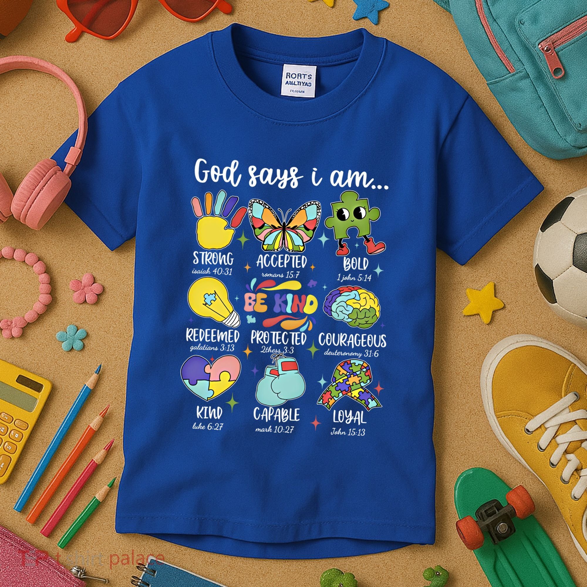 Retro God Says I Am Autism Be Kind Puzzle Autism Awareness Gift Kids T-Shirt