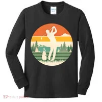 Retro Golf Sunset Golfing Golfer Kids Long Sleeve Shirt thumb 0