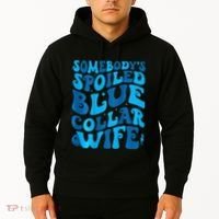 Retro Groovy Somebody's Spoiled Blue Collar Wife Hoodie thumb 2