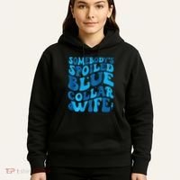 Retro Groovy Somebody's Spoiled Blue Collar Wife Hoodie thumb 5