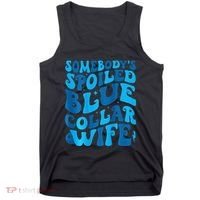 Retro Groovy Somebody's Spoiled Blue Collar Wife Tank Top thumb 0