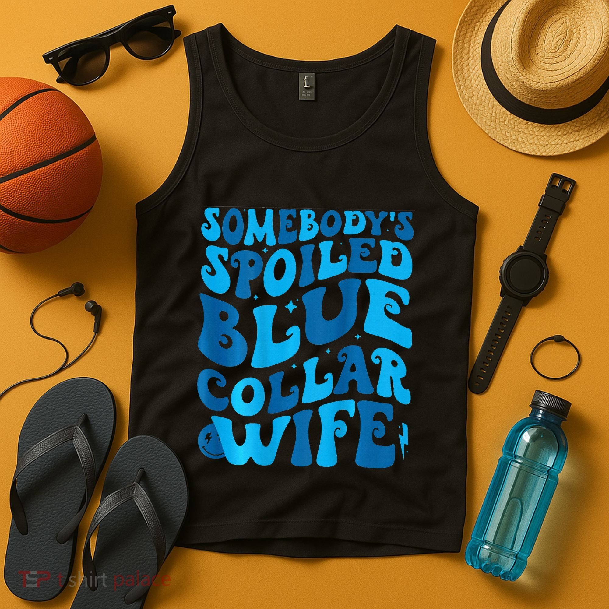 Retro Groovy Somebody's Spoiled Blue Collar Wife Tank Top