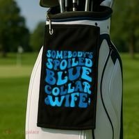 Retro Groovy Somebody's Spoiled Blue Collar Wife Golf Towel thumb 2