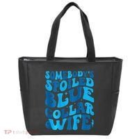 Retro Groovy Somebody's Spoiled Blue Collar Wife Tote Bag thumb 0