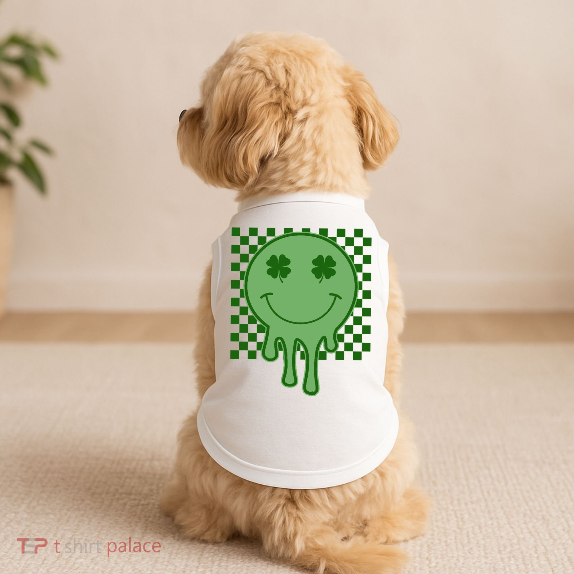 Retro Groovy St Patricks Smiley Doggie Tank