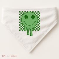 Retro Groovy St Patricks Smiley USA-Made Doggie Bandana thumb 0