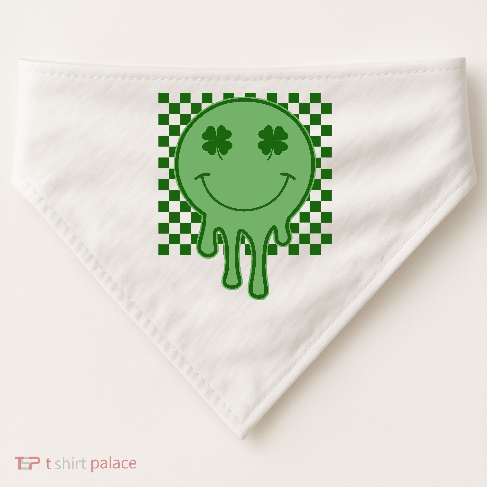 Retro Groovy St Patricks Smiley USA-Made Doggie Bandana