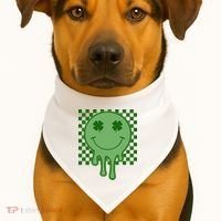 Retro Groovy St Patricks Smiley USA-Made Doggie Bandana thumb 1