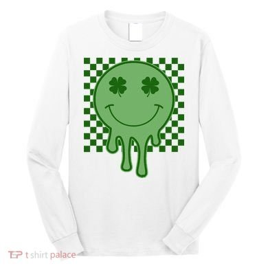 Retro Groovy St Patricks Smiley Long Sleeve Shirt
