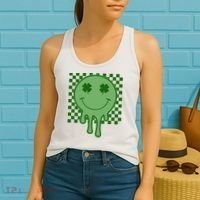 Retro Groovy St Patricks Smiley Women's Tank Top thumb 2