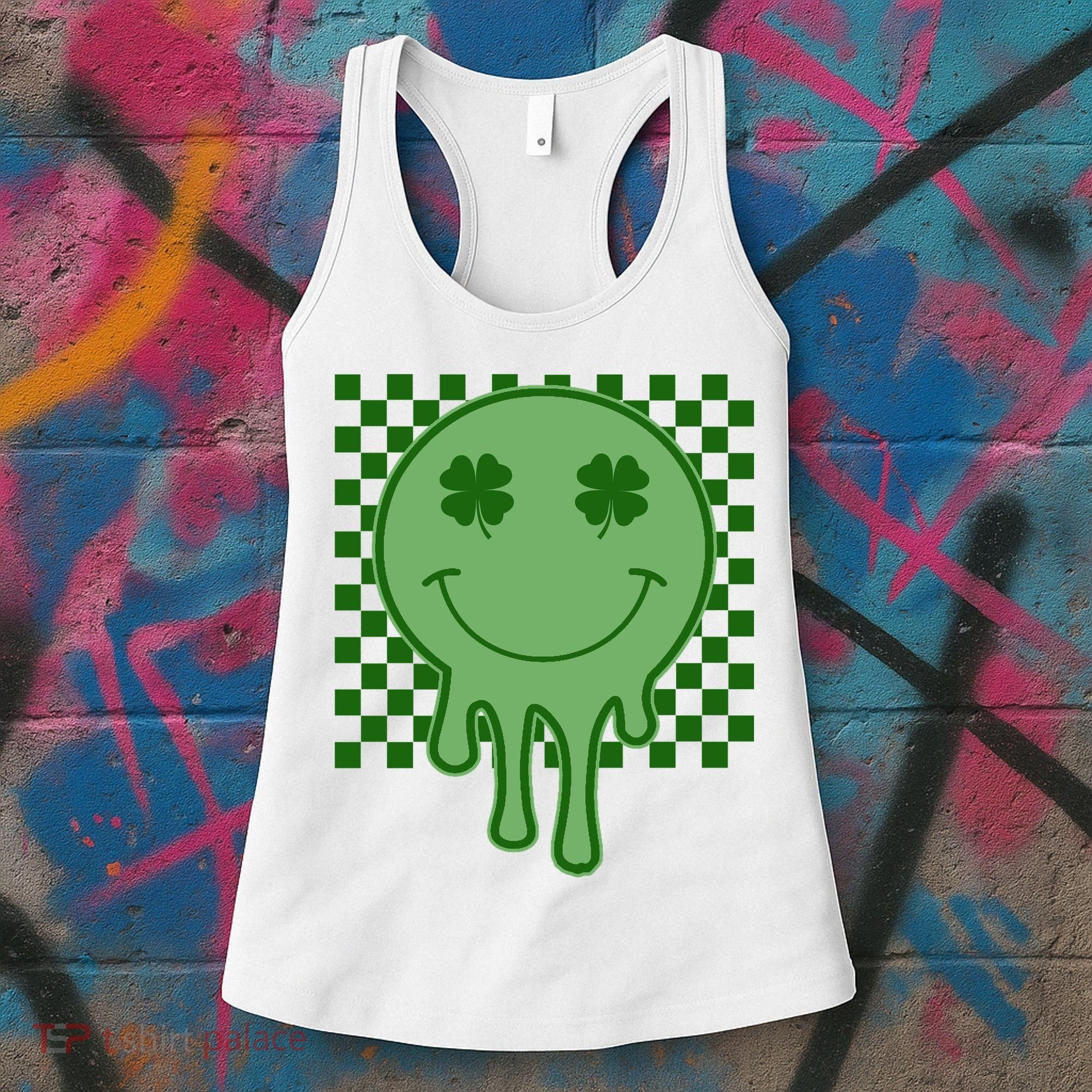 Retro Groovy St Patricks Smiley Women's Tank Top