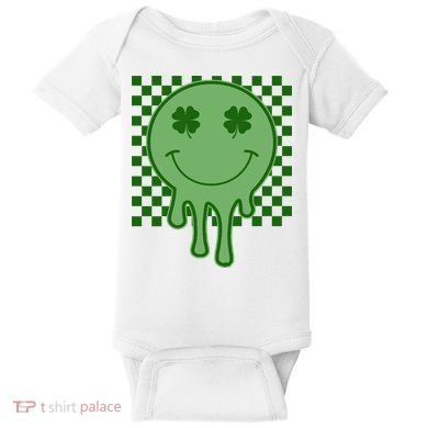 Retro Groovy St Patricks Smiley Baby Bodysuit