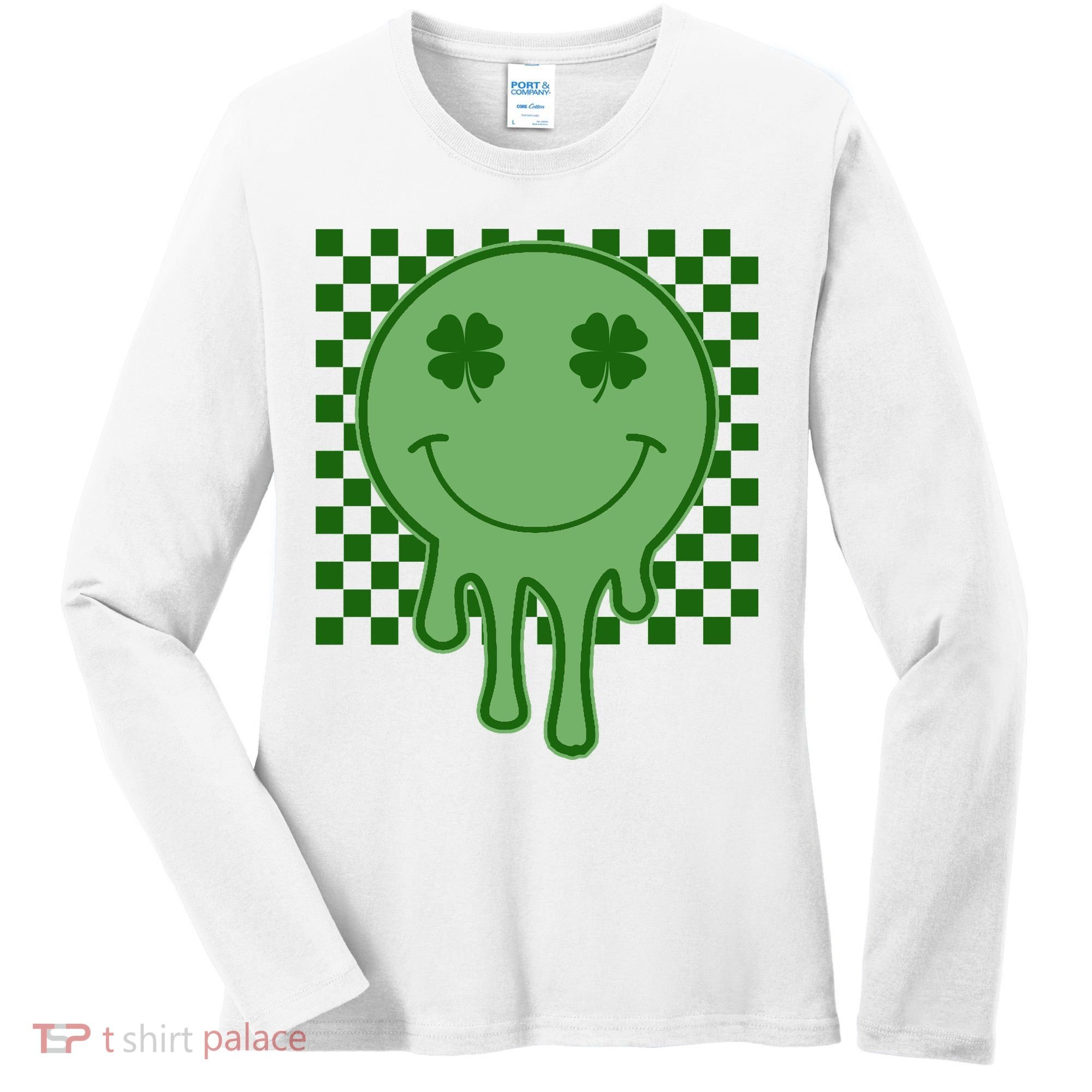 Retro Groovy St Patricks Smiley Women's Long Sleeve Shirt