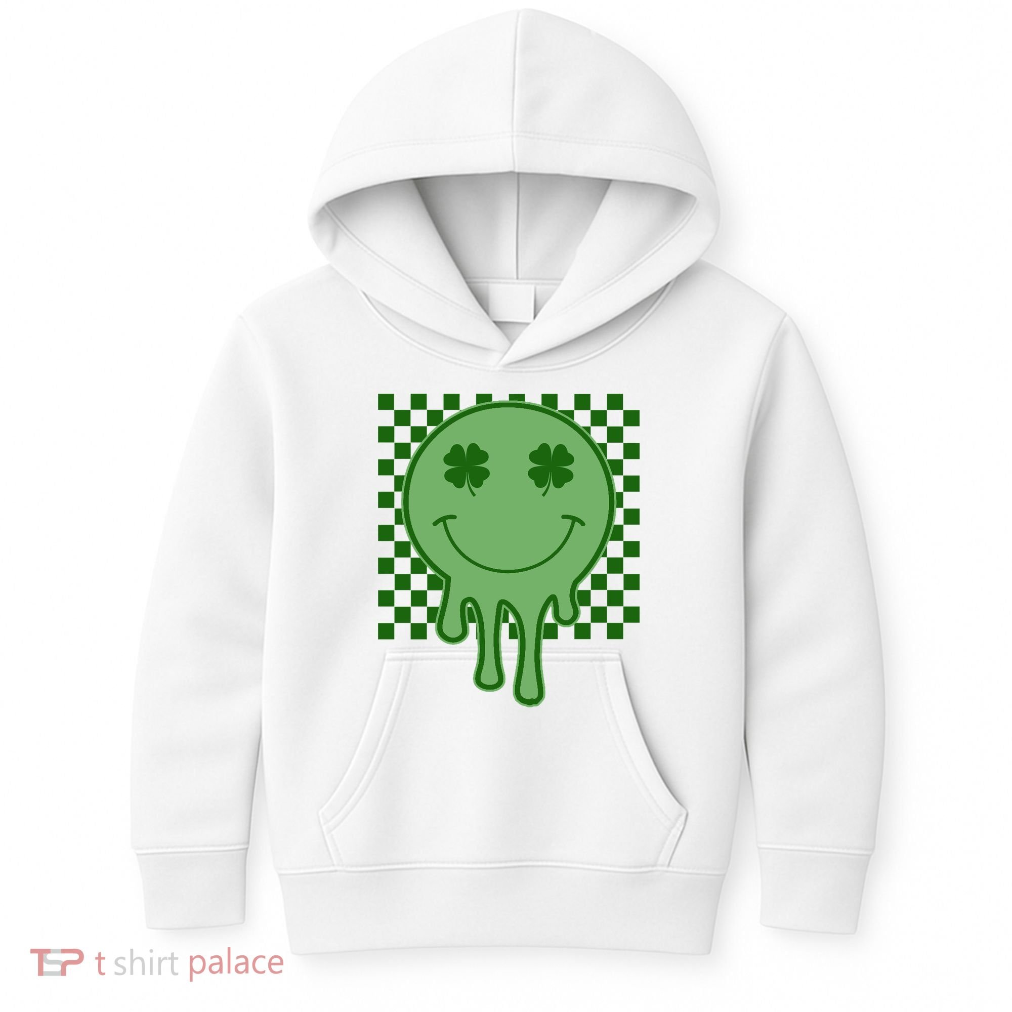 Retro Groovy St Patricks Smiley Kids Hoodie