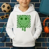 Retro Groovy St Patricks Smiley Kids Hoodie thumb 2