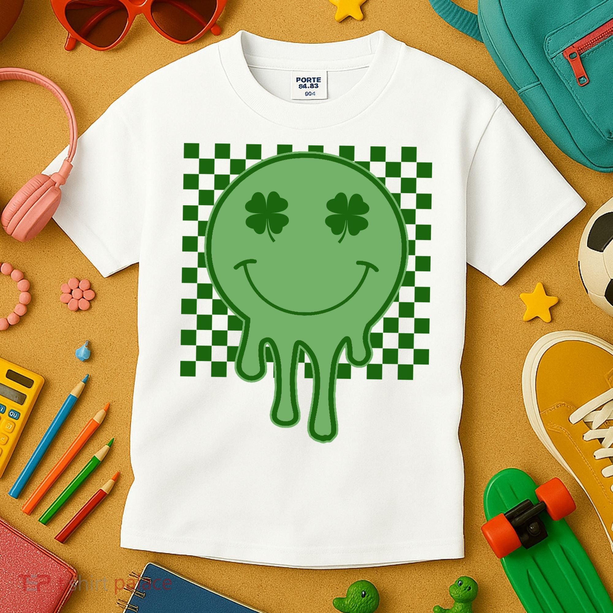 Retro Groovy St Patricks Smiley Kids T-Shirt