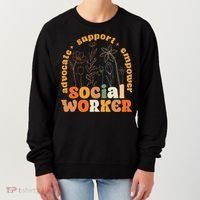 Retro Groovy Social Worker Flower Funny Social Work Month Women's Sweatshirt thumb 0