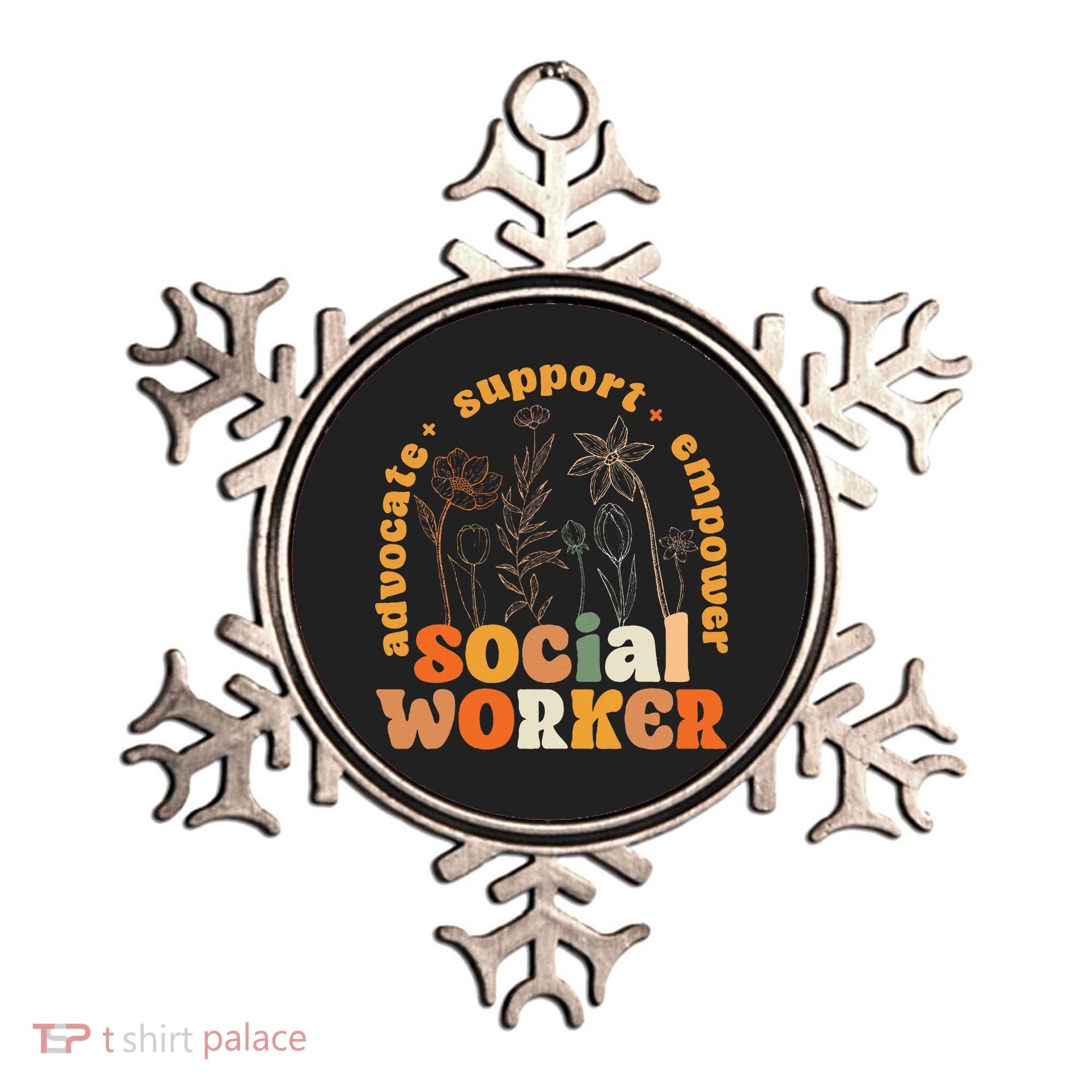 Retro Groovy Social Worker Flower Funny Social Work Month Ornament