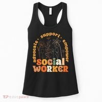 Retro Groovy Social Worker Flower Funny Social Work Month Women's Tank Top thumb 0