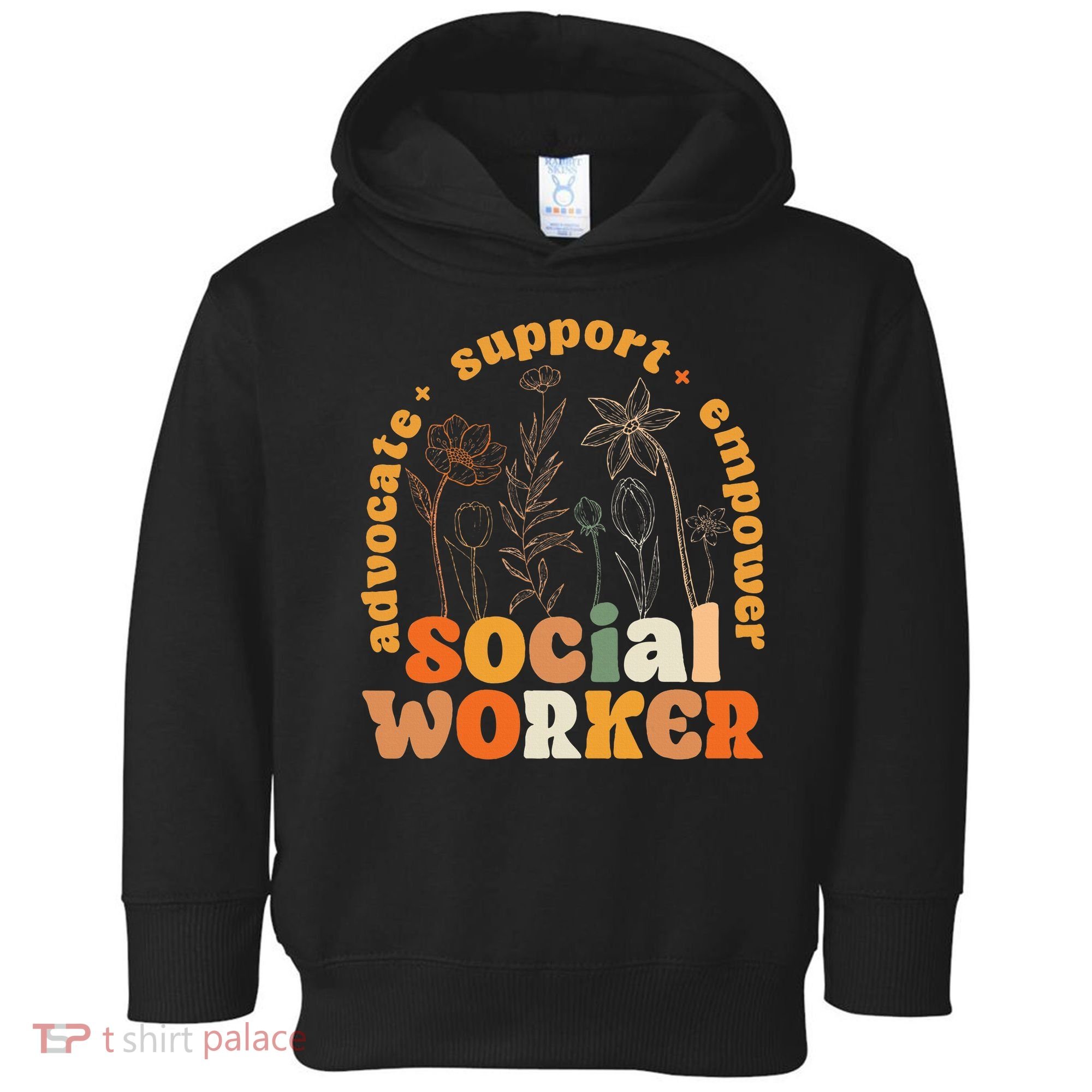 Retro Groovy Social Worker Flower Funny Social Work Month Toddler Hoodie