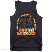 Retro Groovy Social Worker Flower Funny Social Work Month Tank Top thumb 0