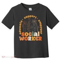 Retro Groovy Social Worker Flower Funny Social Work Month Toddler T-Shirt thumb 0