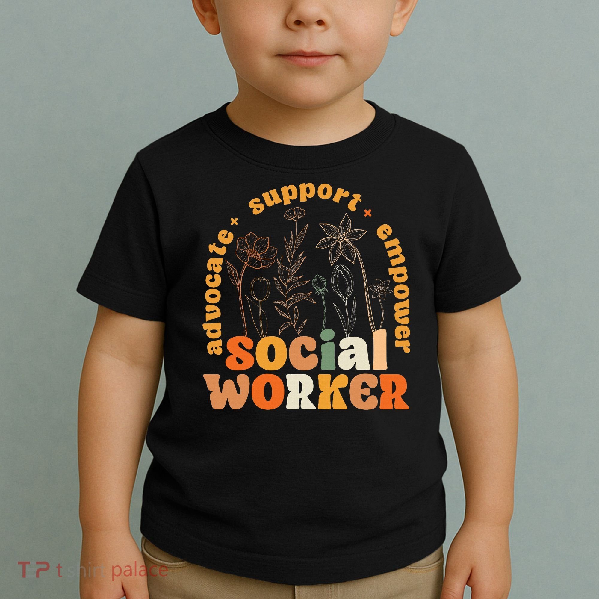 Retro Groovy Social Worker Flower Funny Social Work Month Toddler T-Shirt