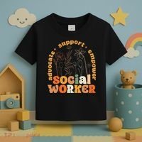 Retro Groovy Social Worker Flower Funny Social Work Month Toddler T-Shirt thumb 3