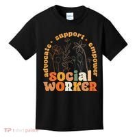 Retro Groovy Social Worker Flower Funny Social Work Month Kids T-Shirt thumb 0