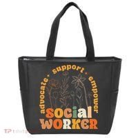 Retro Groovy Social Worker Flower Funny Social Work Month Tote Bag thumb 0