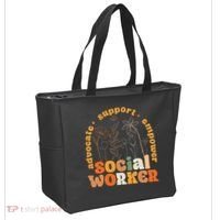 Retro Groovy Social Worker Flower Funny Social Work Month Tote Bag thumb 2